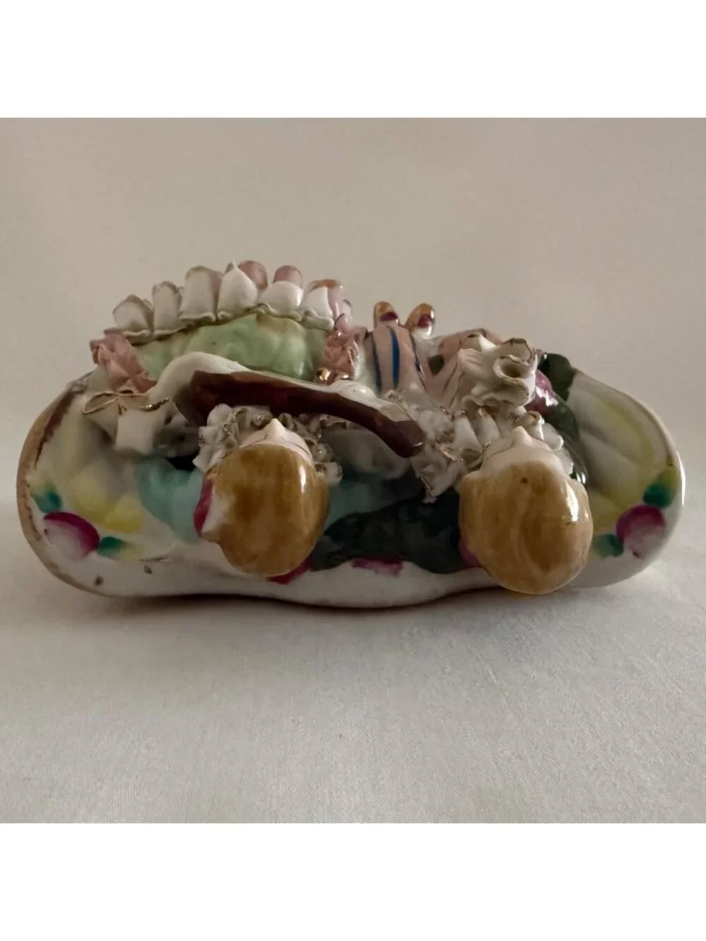 Vintage Bone China Lace Musical Couple Figurine Mandolin Players Hand Painted Po - Picture 7 of 15